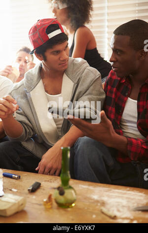 Gang Of Young People With Drugs And Gun Stock Photo