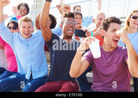 Audience Cheering At Outdoor Concert Performance Stock Photo