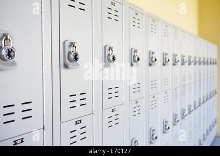 Close Up Of Student Lockers In High School Stock Photo