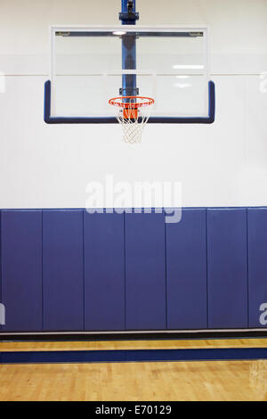 Empty Basketball Court In Gymnasium Stock Photo