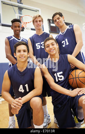 Members Of Male High School Basketball Team Stock Photo