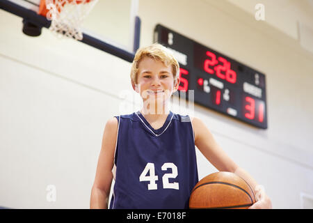 Portrait Of Male High School Basketball Player Stock Photo