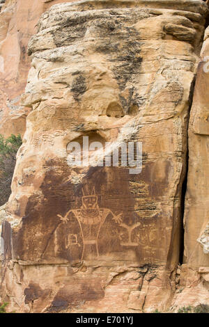 USA, Utah, near Vernal. Dry Fork Canyon Rock Art (located on McConkie Ranch), Fremont style, AD 700 to AD 1200 Stock Photo
