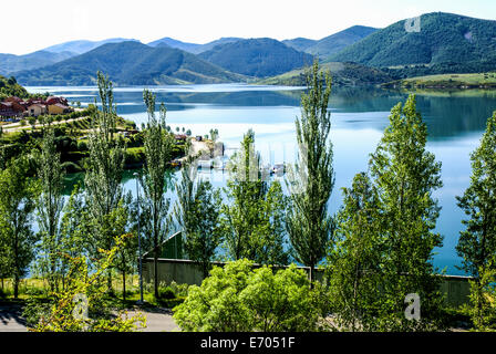 View of reservoir and mountains, Riano, Leon, Spain Stock Photo