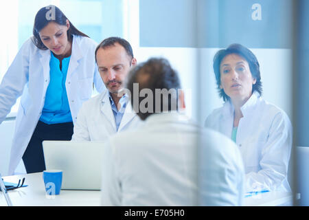 Group of researchers having meeting Stock Photo