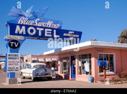 The Blue Swallow Motel located on old Route 66 in Tucumcari New Mexico Stock Photo