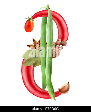 dollar sign made of green vegetables on white background Stock Photo