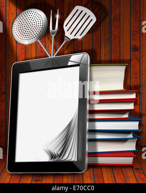 Tablet Computer in the Kitchen Stock Photo