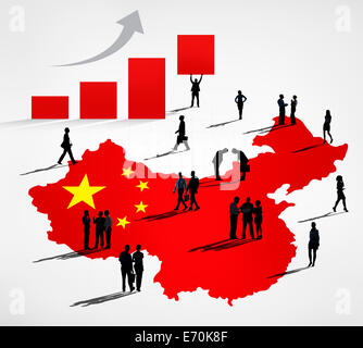 Chinese business themed photo with a group of bussinessmen. Stock Photo