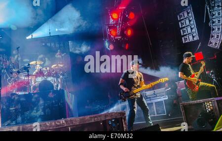 Clarston, MI, USA. 30th Aug, 2014. Linkin Park performs at DTE Energy Music Theatre in Clarkston, MI. © Alexis Simpson/ZUMA Wire/Alamy Live News Stock Photo