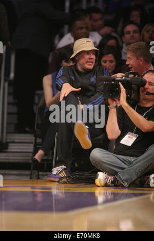 Friday February 28, 2014; Celebs out at the Lakers game. The Los Angeles Lakers defeated the Sacramento Kings by the final score of 126-122 at Staples Center in downtown Los Angeles, CA.  Featuring: Will Ferrell Where: Los Angeles, California, United Stat Stock Photo