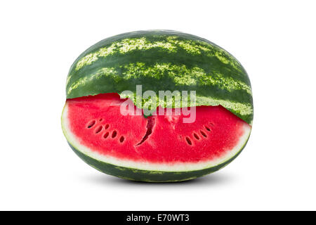 Sliced big watermelon, isolated on white background. Stock Photo