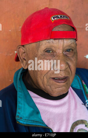 Borobudur, Java, Indonesia.  Rural Javanese Man in Baseball Cap. Stock Photo