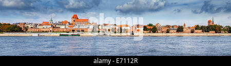 Panoramic view of old town in Torun on Vistula bank, Poland. Stock Photo