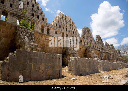 ancient Mayan temple ruins in the city of Uxmal Stock Photo