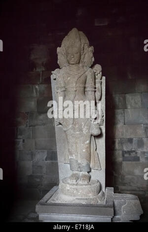 Yogyakarta, Java, Indonesia.  Prambanan Temples.  Brahma Statue, with Four Faces and Arms, in the Brahma Temple. Stock Photo