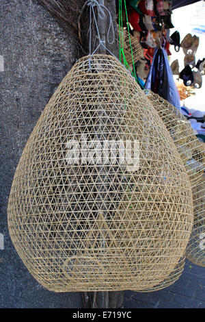 Fishing basket for sale in the market in the town of Rabat in Gozo island the sister island of Malta Stock Photo