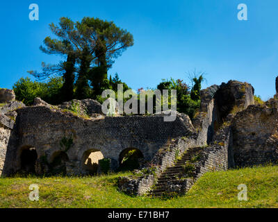 The ruins of the Roman amphitheatre at Saintes, Poitou-Charente, Charente-Maritime region of south west France Stock Photo