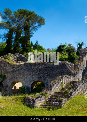 The ruins of the Roman amphitheatre at Saintes, Poitou-Charente, Charente-Maritime region of south west France Stock Photo
