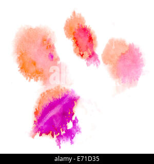 Abstract watercolor splashes in red and pink shades Stock Photo