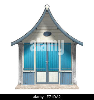 3D digital render of a wooden beach hut isolated on white background Stock Photo