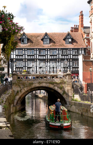 The medieval High Bridge over the River Witham, Lincoln city centre, Lincoln, UK Stock Photo