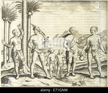 Illustration from 'Indiae Orientalis' 1599 by Theodor de Bry. See description for further information. Stock Photo