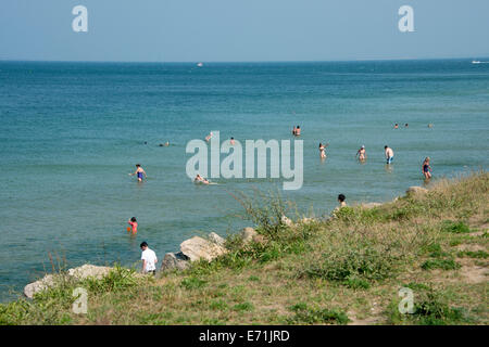 USA, Massachusetts, Martha's Vineyard, Oak Bluffs, Town Beach. (Large format sizes available) Stock Photo