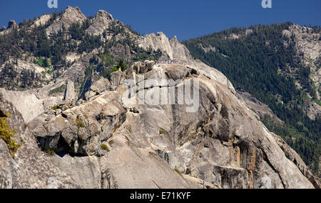 Moro Rock is a granite dome rock formation in Sequoia National Park, California. Stock Photo