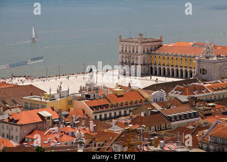 View from St George's Castle to the Praca do Comercio Stock Photo