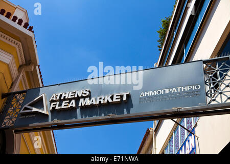 Monastiraki flea market sign Stock Photo