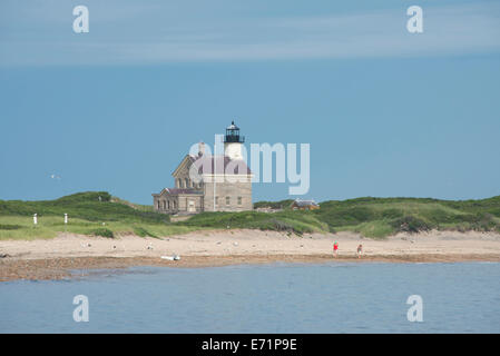 USA, Rhode Island, Block Island, Sandy Point. Historic North Light (lighthouse), c.1867. (Large format sizes available) Stock Photo