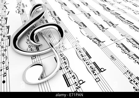 Sheet music paper with treble clef Stock Photo - Alamy