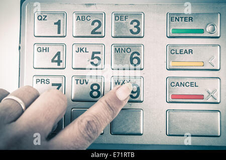 Closeup of atm machine keyboard Stock Photo
