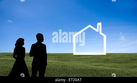Couple stand there with nice background for adv or others purpose use Stock Photo