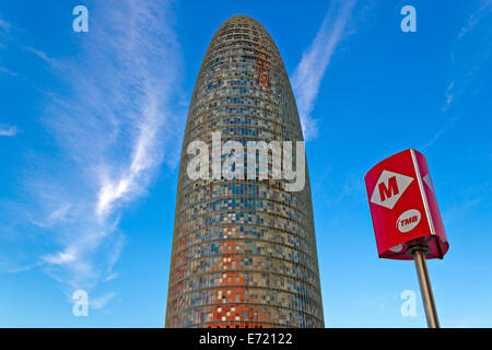 Agbar Tower or Torre Agbar, Barcelona, Catalonia, Spain Stock Photo