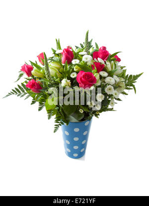 Bouquet with different kind of flowers over white Stock Photo