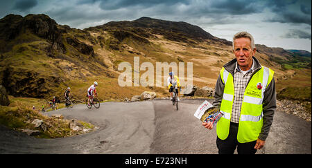 The organiser, Paul Loftus MBE, of the Fred Whitton Challenge cycling sportive in the English Lake District. Stock Photo