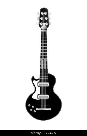 Electric guitar in black and white over white background Stock Photo