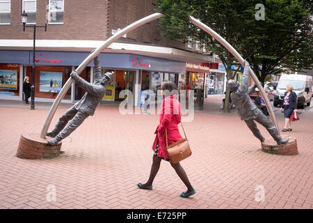 The Arc Sculpture is located at the junction of Lord Street and Egerton Street in Wrexham North East Wales. Stock Photo