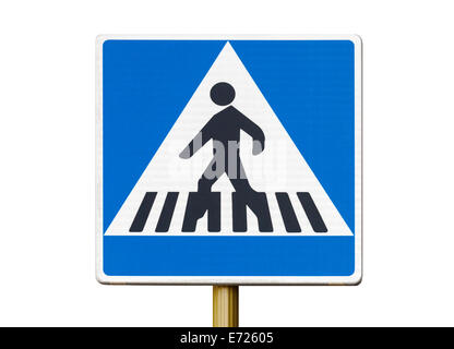 Pedestrian crossing sign isolated on white background Stock Photo