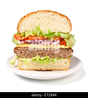 one large double cheeseburger Stock Photo