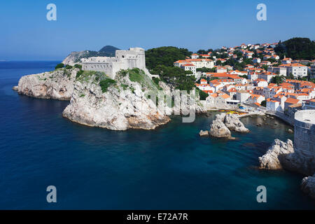 City walls and Fort Bokar, Dubrovnik, Dalmatia, Croatia Stock Photo