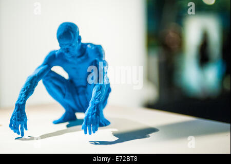 London, UK. 4th Sep, 2014. Brazilian Blue, a capeoria dancer from Jercoacoaria, by artist James Stewart is on display at the 3D Printshow at the Old Billingsgate in London. 3D Printshow brings together the biggest names in 3D printing technology alongside the most creative, exciting and innovative individuals using additive processes today. Credit:  Piero Cruciatti/Ģ����ý Live News Stock Photo