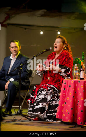 Flamenco singer Paqui Corpas performing at flamenco festival in MIjas pueblo, Andalucia, Spain Stock Photo