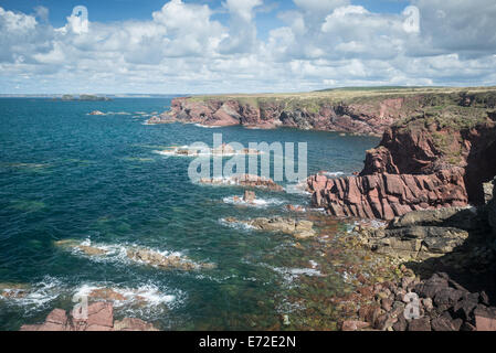 View across St. Brides Bay, Wales from Pembrokeshire Coastal Path north of St. Brides. Stock Photo