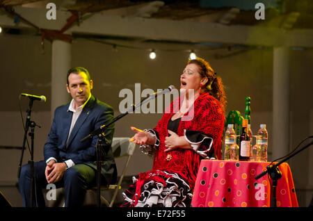 Flamenco singer Paqui Corpas performing at flamenco festival in MIjas pueblo, Andalucia, Spain Stock Photo