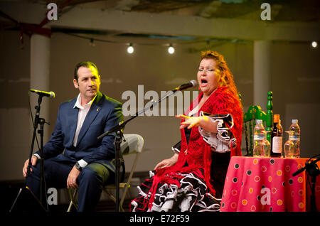 Flamenco singer Paqui Corpas performing at flamenco festival in MIjas pueblo, Andalucia, Spain Stock Photo