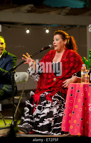 Flamenco singer Paqui Corpas performing at flamenco festival in MIjas pueblo, Andalucia, Spain Stock Photo