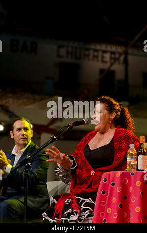 Flamenco singer Paqui Corpas performing at flamenco festival in MIjas pueblo, Andalucia, Spain Stock Photo
